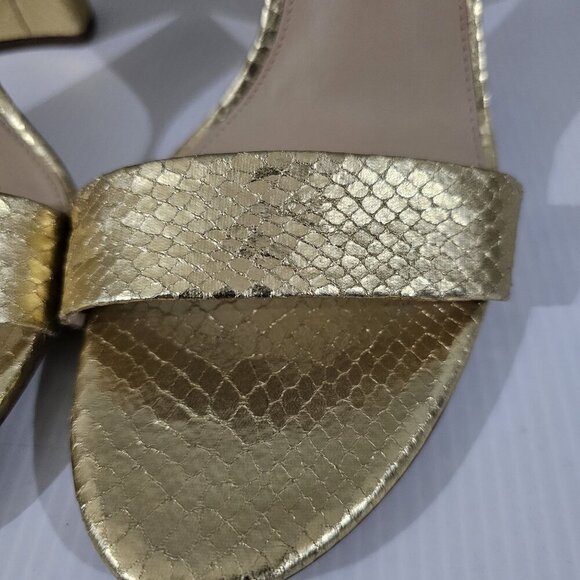 Sam Edelman Yaro Block Heel Sandal Gold Snake Embossed Vegan Leather Size 11 - Picture 7 of 16